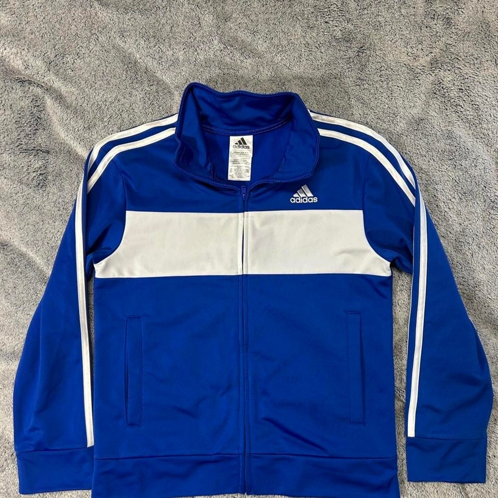 Adidas Kids Blue 3-Stripes Track Jacket Size Medium 10–12